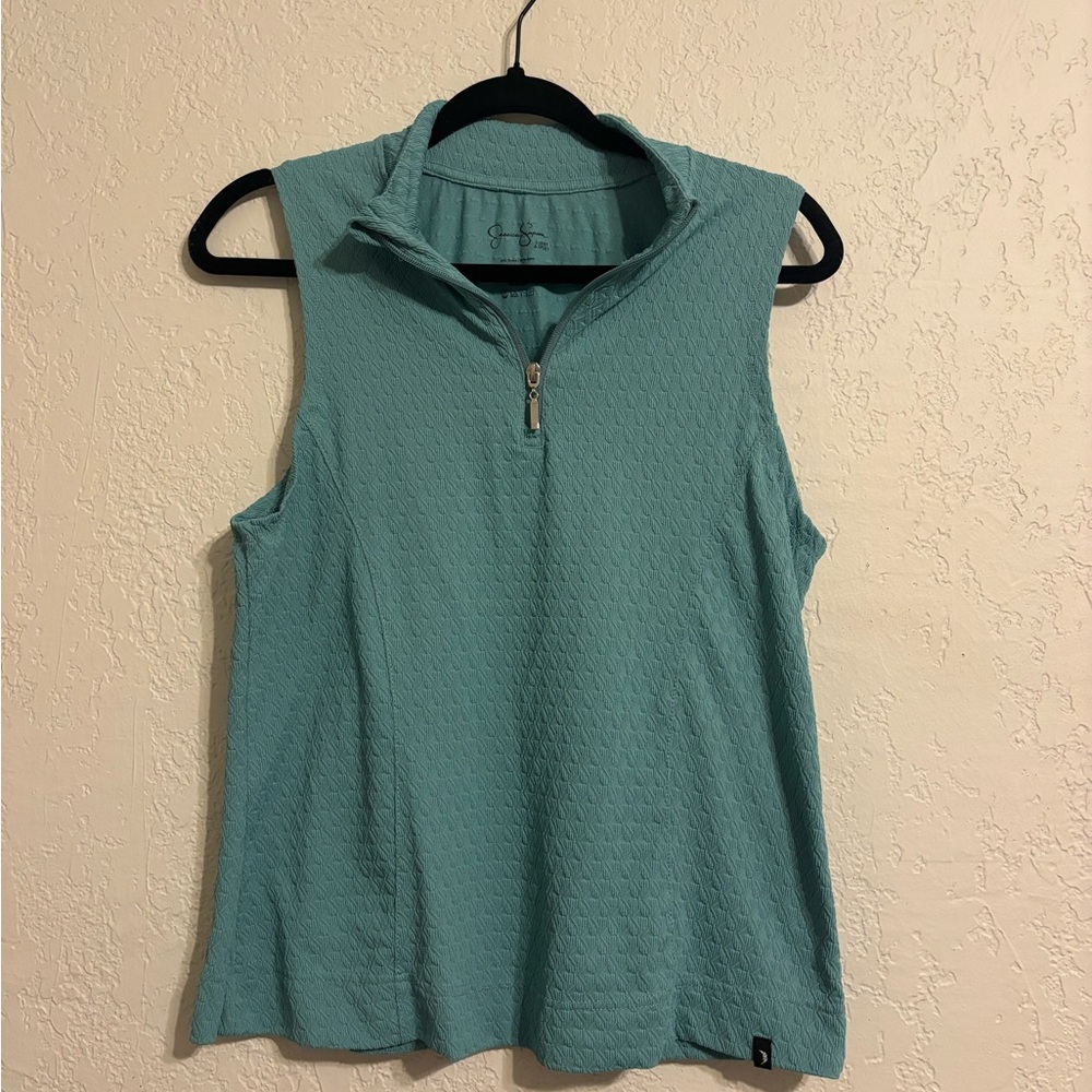 Jessica Simpson Blue Sleeveless Polo Tank Top